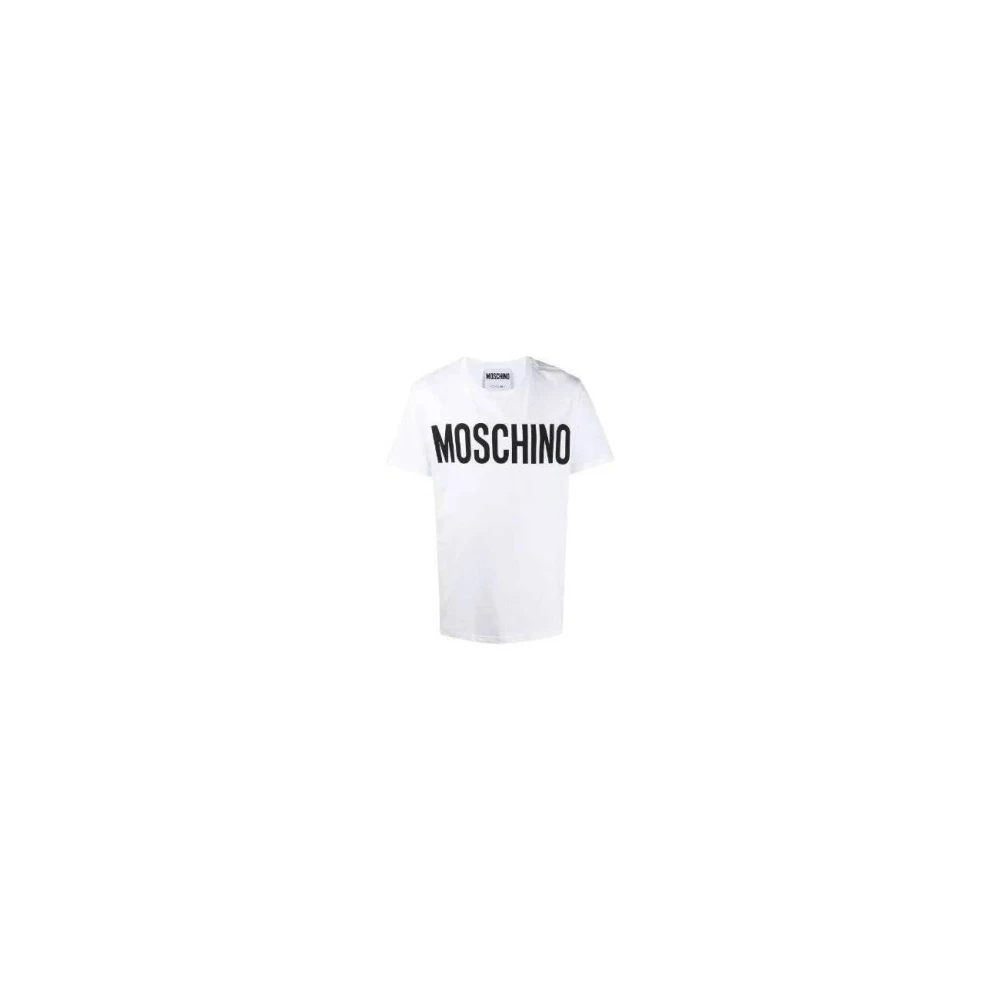 Moschino Logo Print T-Shirt Maten: L White Heren