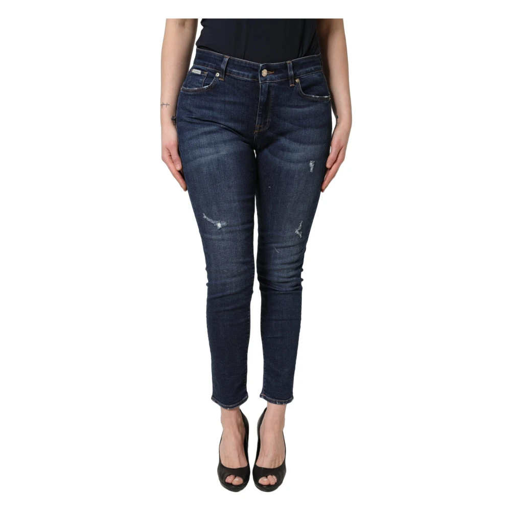 Dolce & Gabbana Women's Blue Skinny Fit Jeans, L, Skinny Distressed Denim Jeans