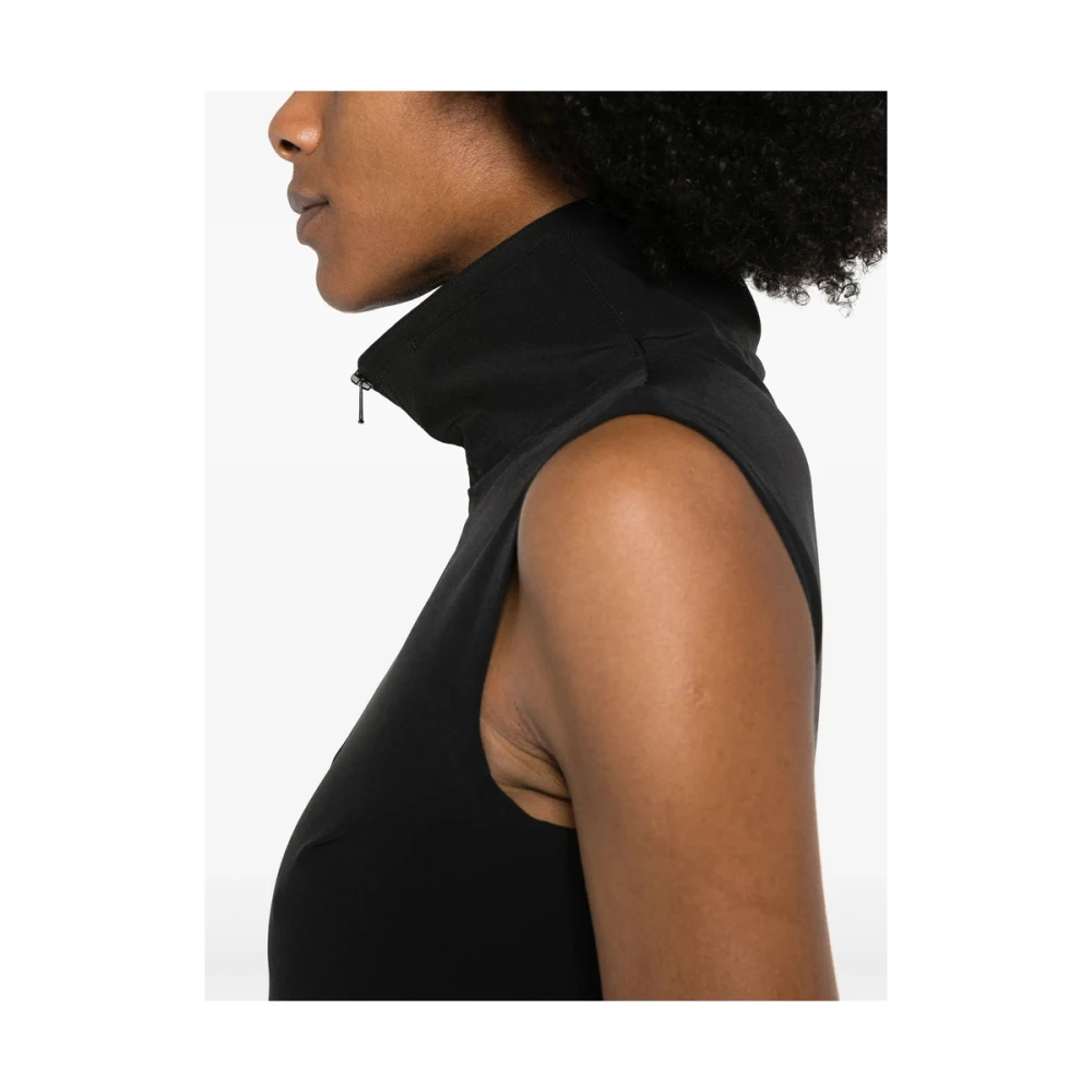Y-3 Zwarte Mouwloze Jurk met Zakken Black Dames