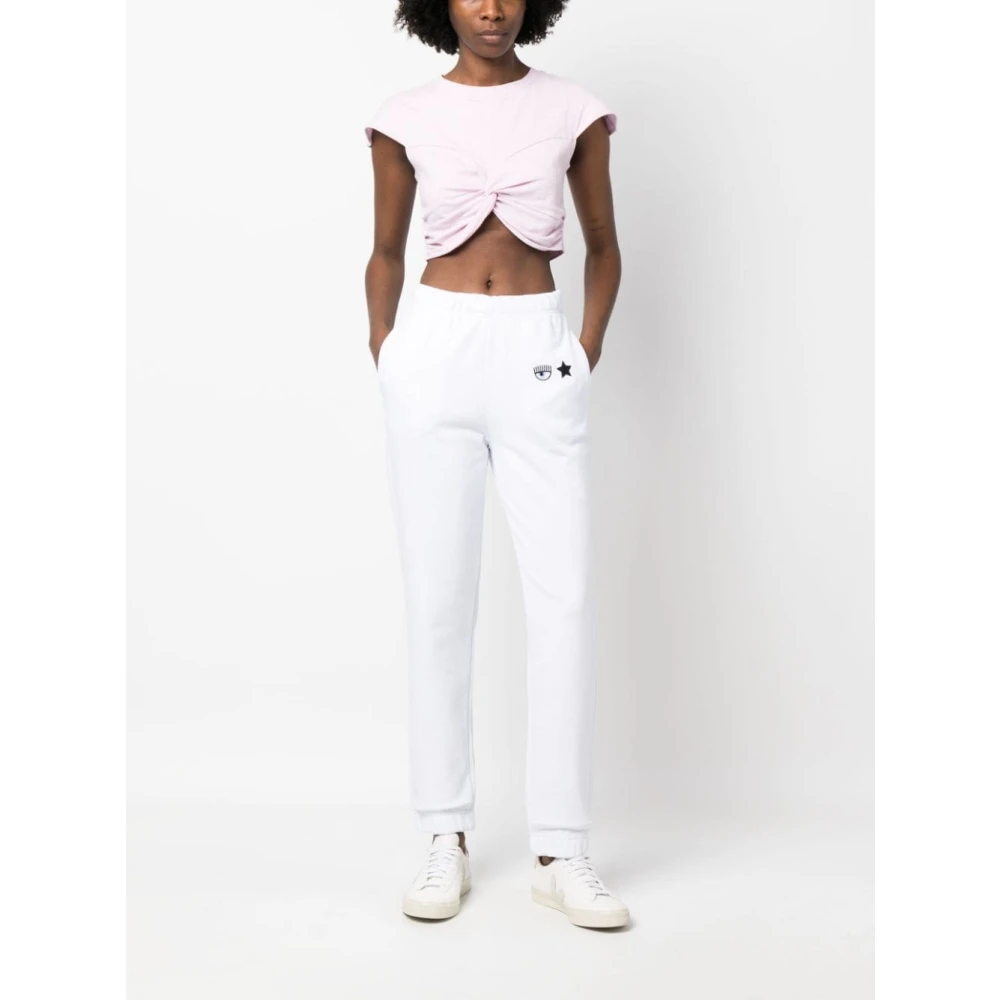 Chiara Ferragni Collection Eyelike Sportieve Broek Rechte Snit White Dames