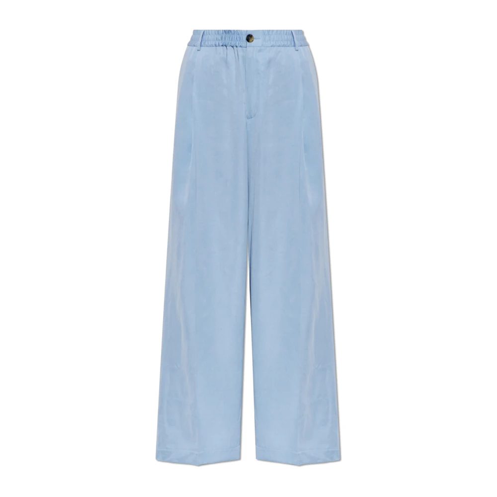Marni Women's Blue Satin Wide-Leg Trousers - Wide Trousers - Xs - Trousers