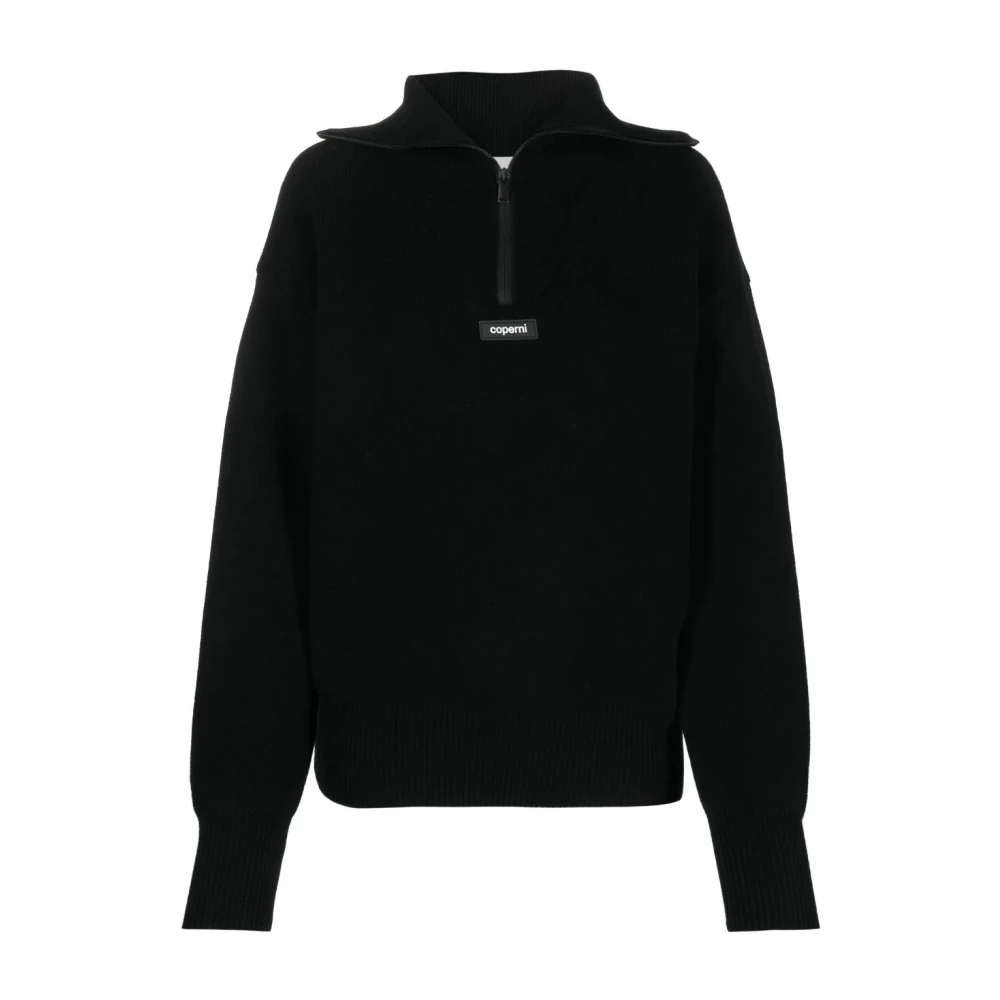 Coperni Women's Black Turtlenecks, Xs, Boxy Wool Jumper