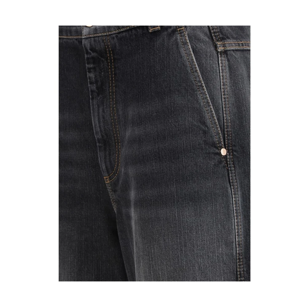 BRUNELLO CUCINELLI Hoge Taille Straight Leg Jeans Gray Dames
