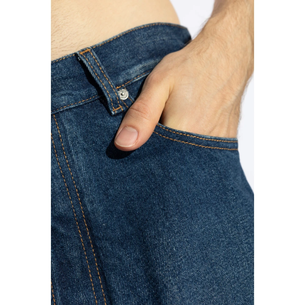 Off White Jeans met logo Blue Heren