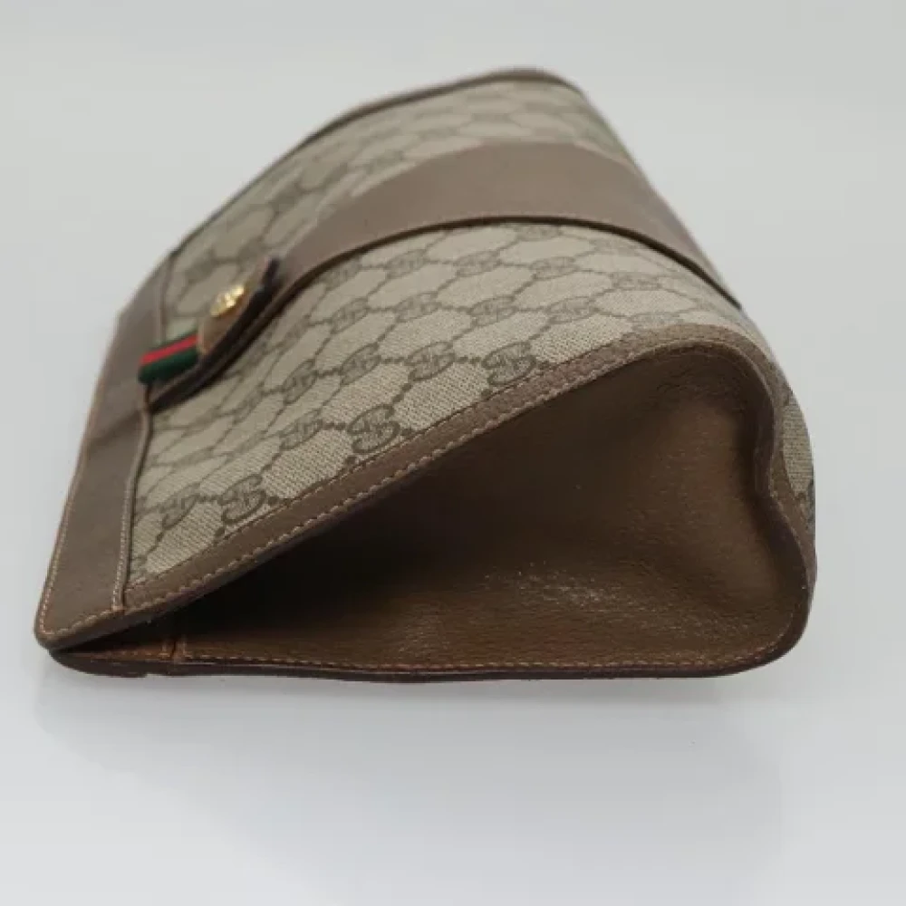 Gucci Vintage Pre-owned Canvas clutches Beige Dames