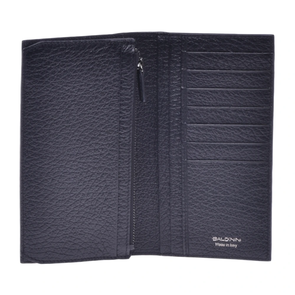 Baldinini Document holder in black tumbled leather Black Heren