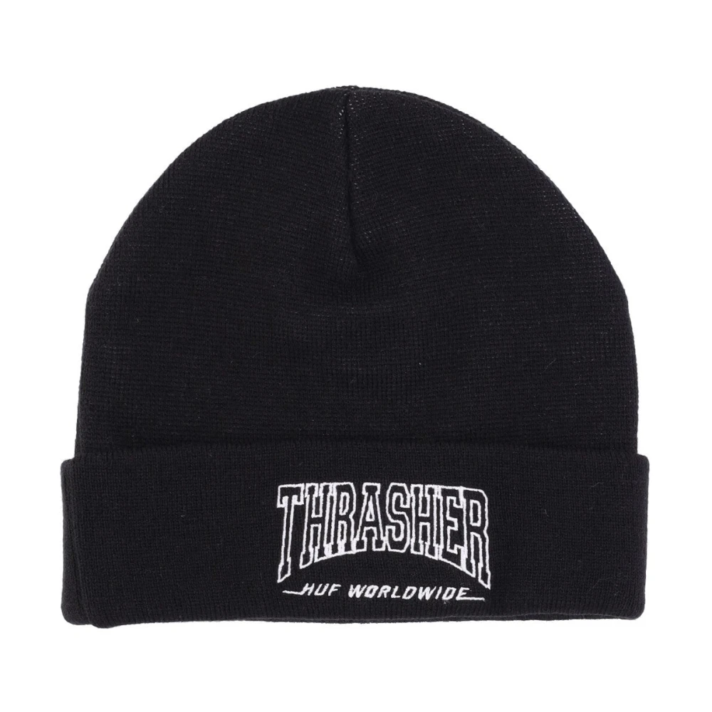 HUF Field Crew Beanie Thrasher Zwarte Hoed Black Heren