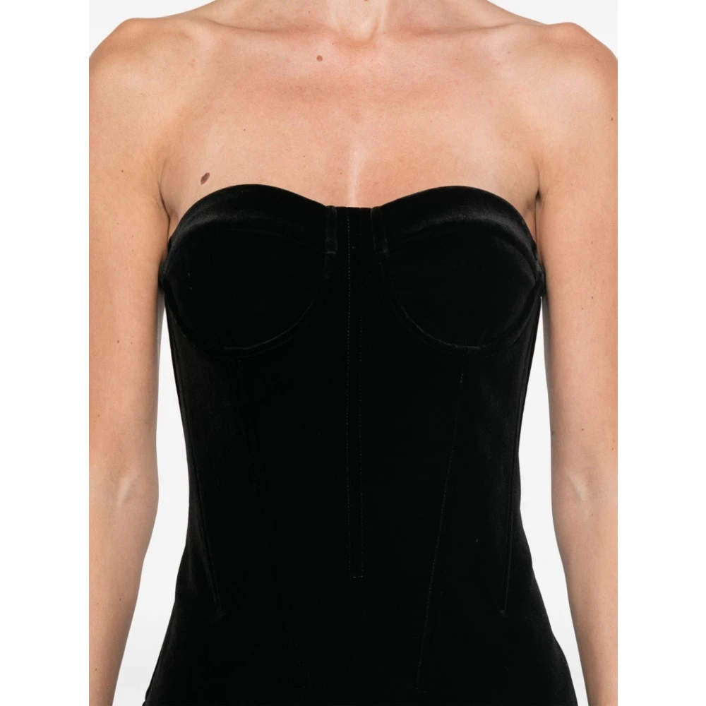 SPORTMAX Zwart Fluweel Strapless Jurk met Onderdraad Bh Black Dames
