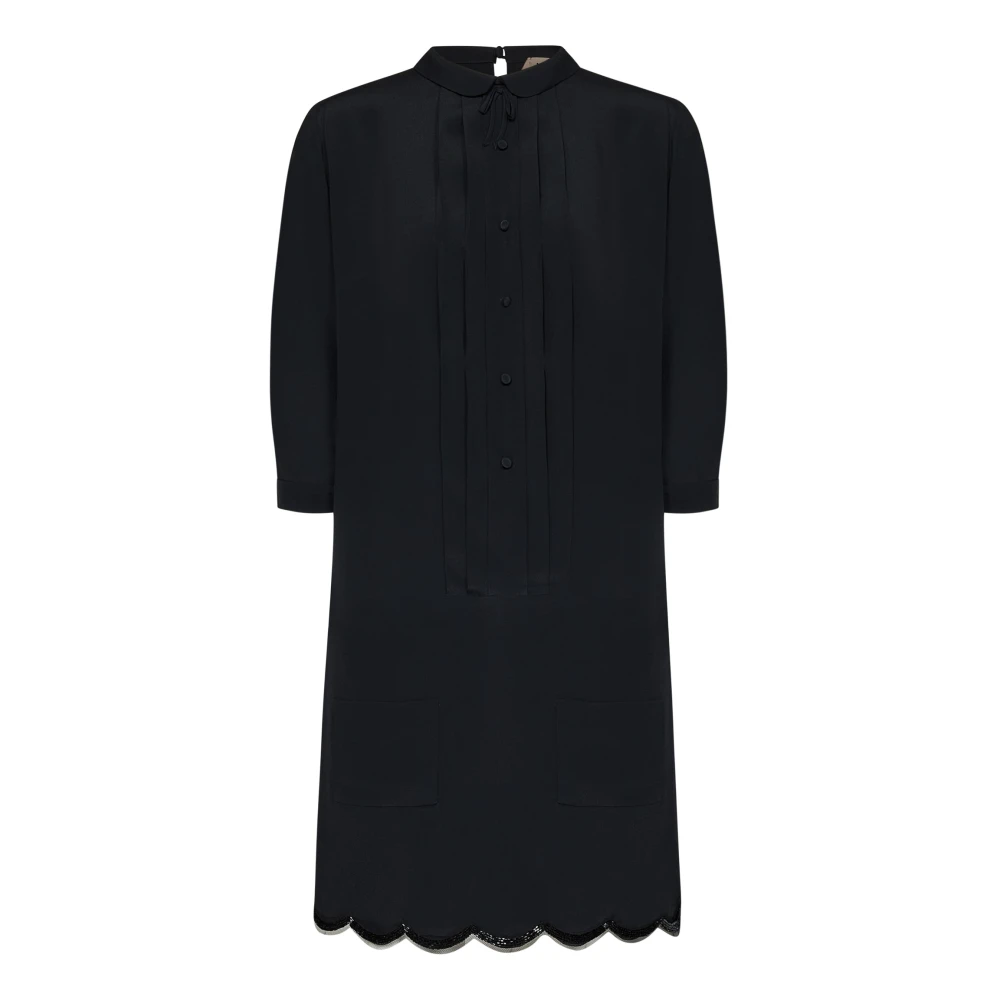 N21 Zwarte Zijde Blend Geborduurde Jurk Black Dames