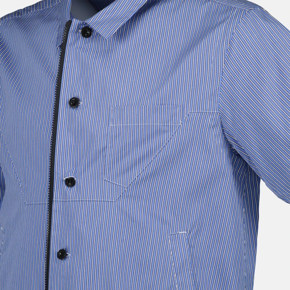 Sacai Gestreept katoenen overhemd Lente-Zomer 2025 Blue Heren