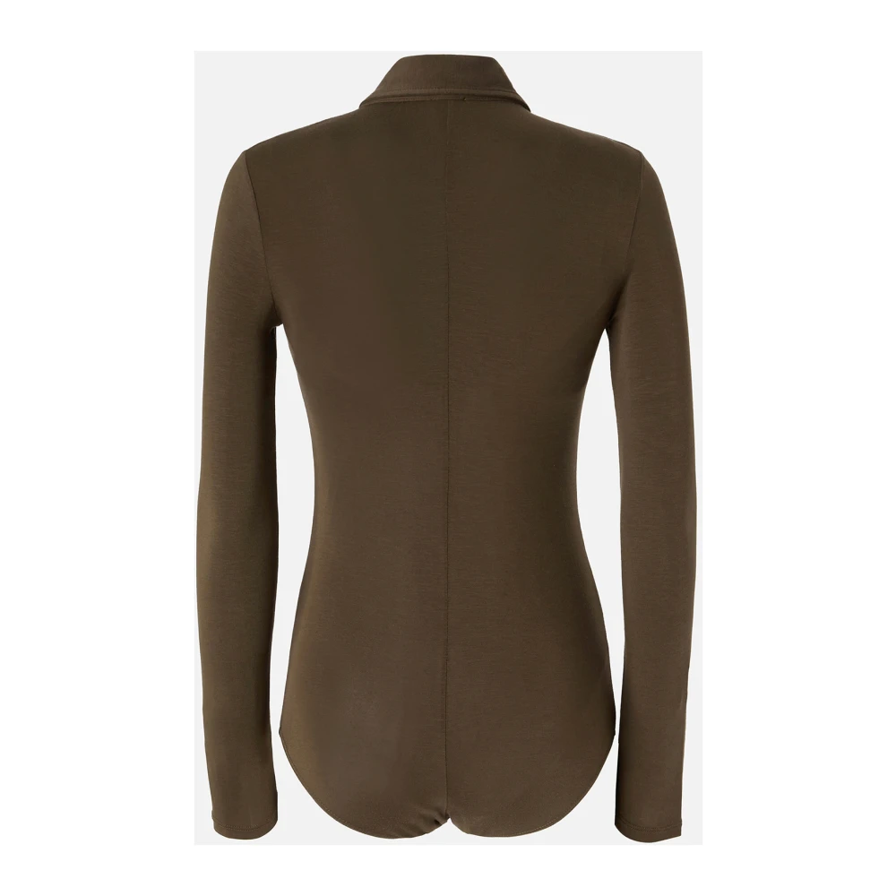 pinko Lange mouwen polobodysuit met knoopsluiting Brown Dames