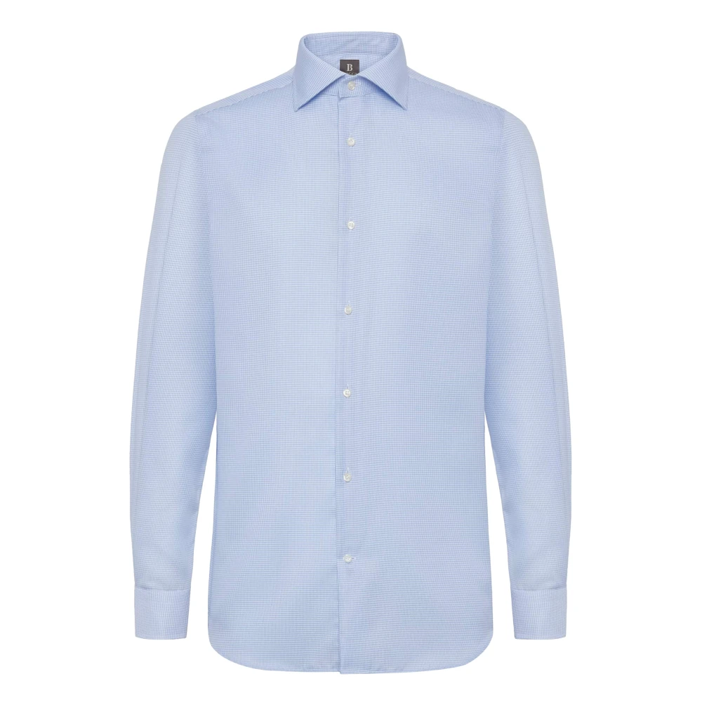 Boggi Milano Overhemd van Twill Katoen Regular Fit Ultimate Non-Iron Geruit Blue Heren