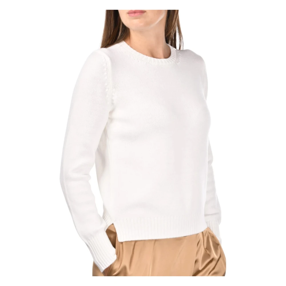 Gran Sasso White Round-Neck Knitwear, Female, 2XS, Stylish Necklace