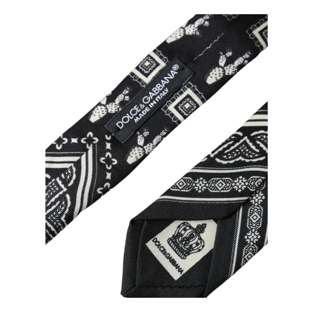 Dolce & Gabbana Zijden verstelbare stropdas met logodetails Black Heren