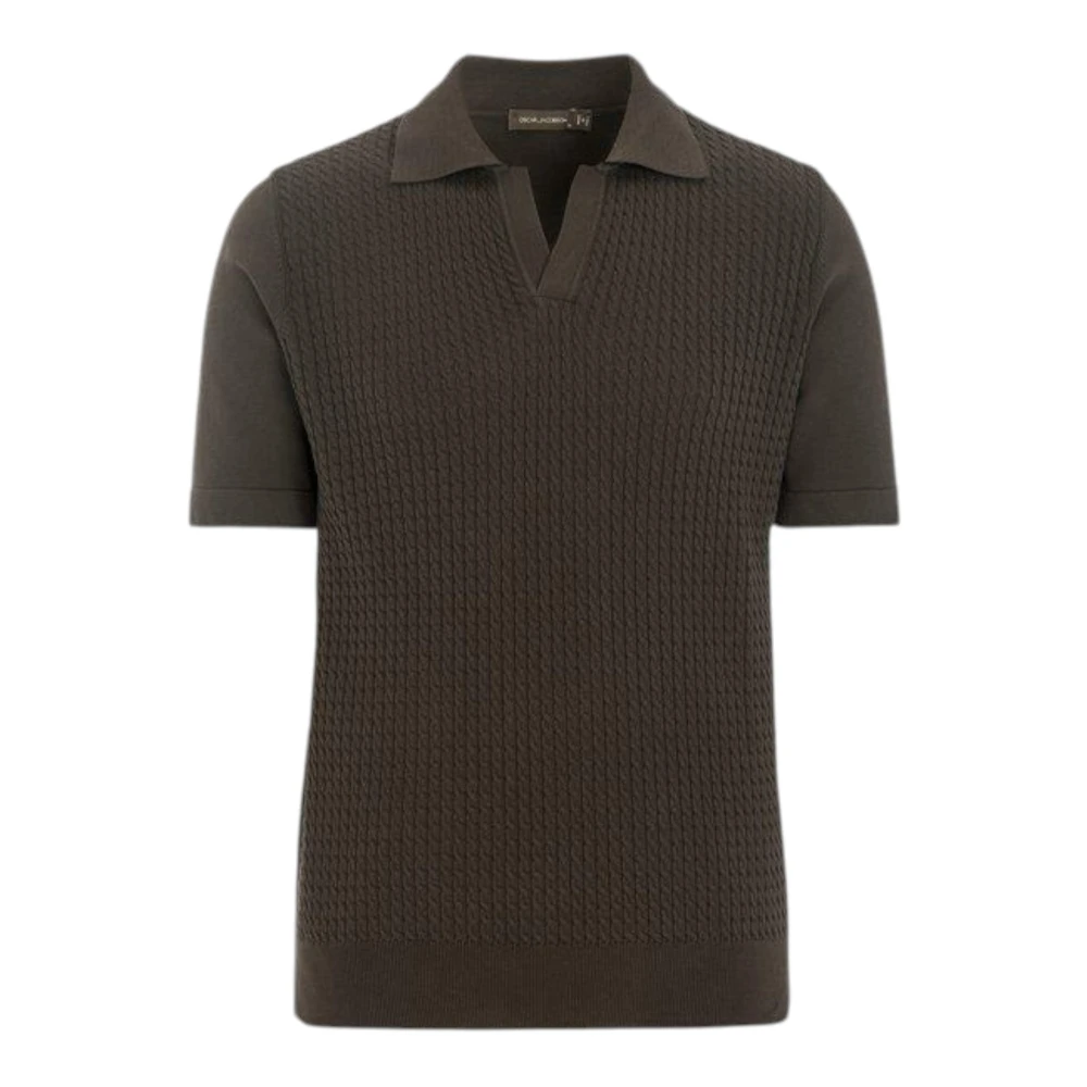 Oscar Jacobson Men's Brown Alf Bomuld Polo Skjorte