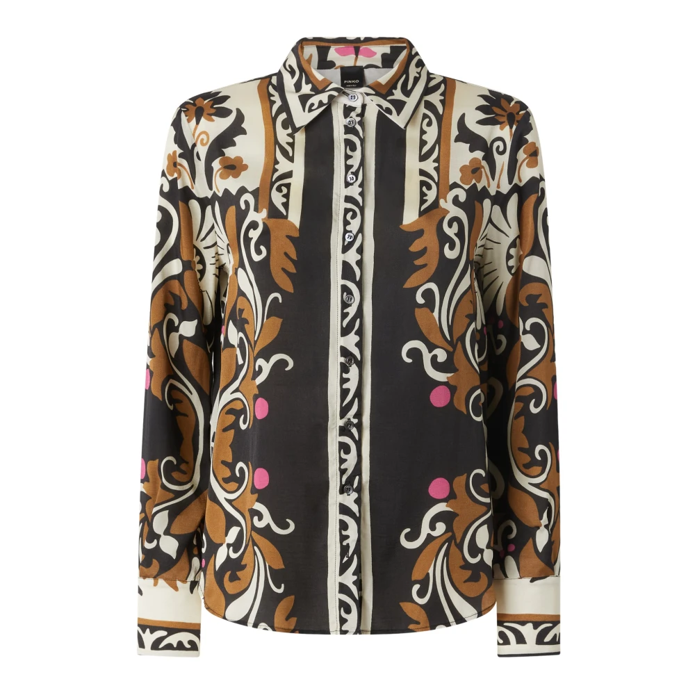 Pinko Bloemen Twill Overhemd Brown Dames