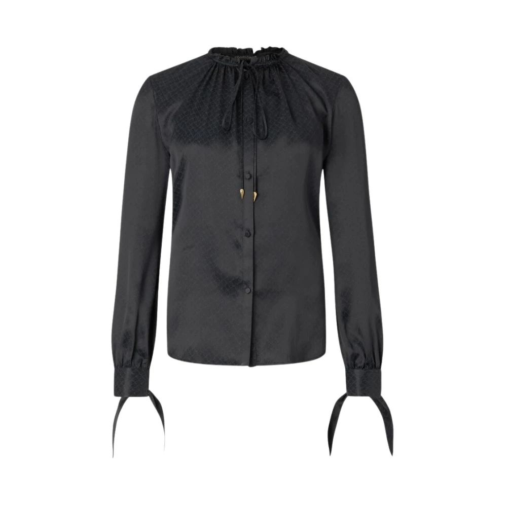 Roberto Cavalli Black Shirts, Female, S, Snake-Effect Silk Shirt