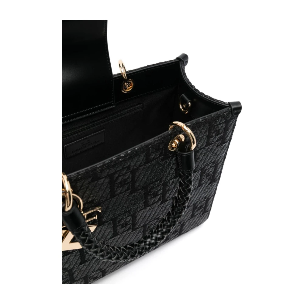 Elisabetta Franchi Zwarte tassen met leren afwerking Black Dames