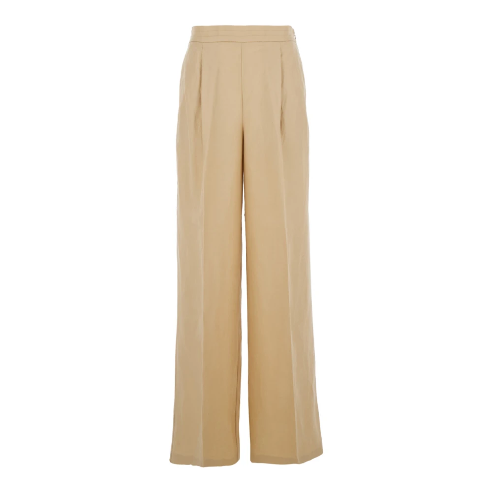 Twinset Beige Palazzo Broek Elastische Taille Wolmix Beige Dames