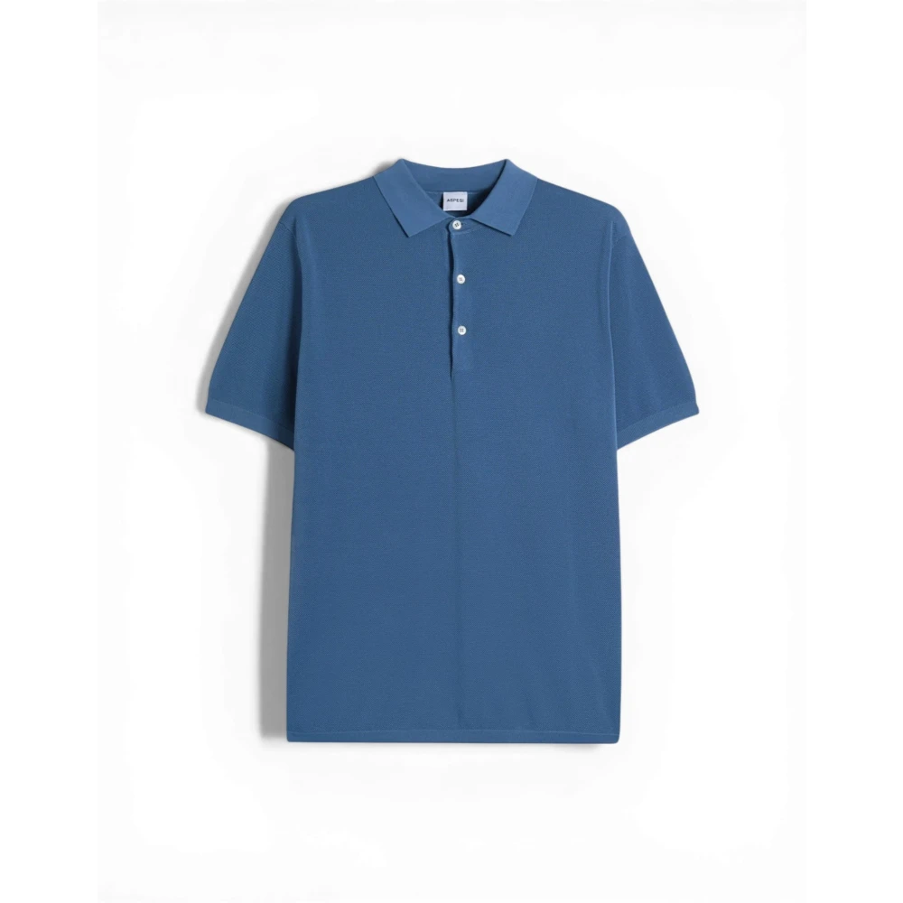 Aspesi Men's Blue Polo Cotone Piquet Tinto Capo - Polo Shirts - S - Tops