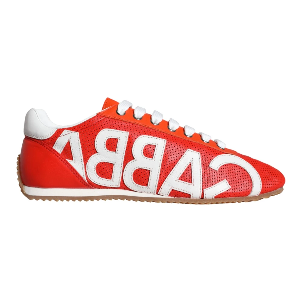 Dolce & Gabbana Women's Red Casual Leather Logo Trainers Multicolor - Sneakers - 6 Uk- Shoes