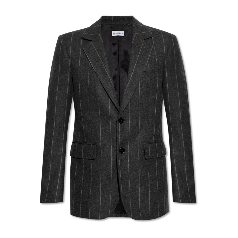 Burberry Wollen blazer met gestreept patroon Gray Heren