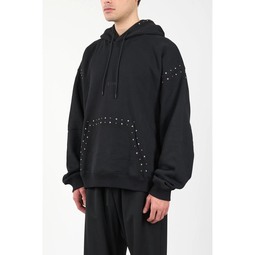 Msgm Hoodie met studs en geborduurd logo Black Heren