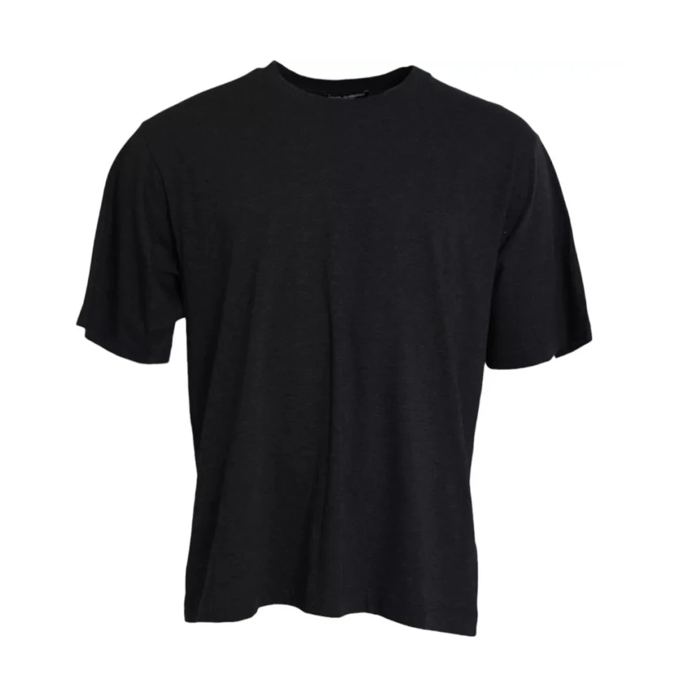 Dolce & Gabbana Men's Black Cotton T-Shirt With Round Neck And Short Sleeves