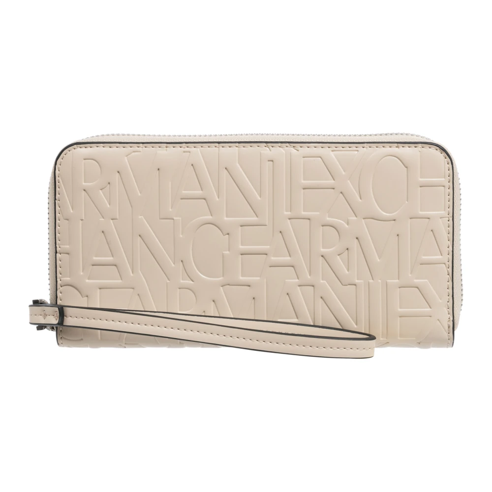 Armani Exchange Logo Ritsportemonnee met Binnenzakken Beige Dames