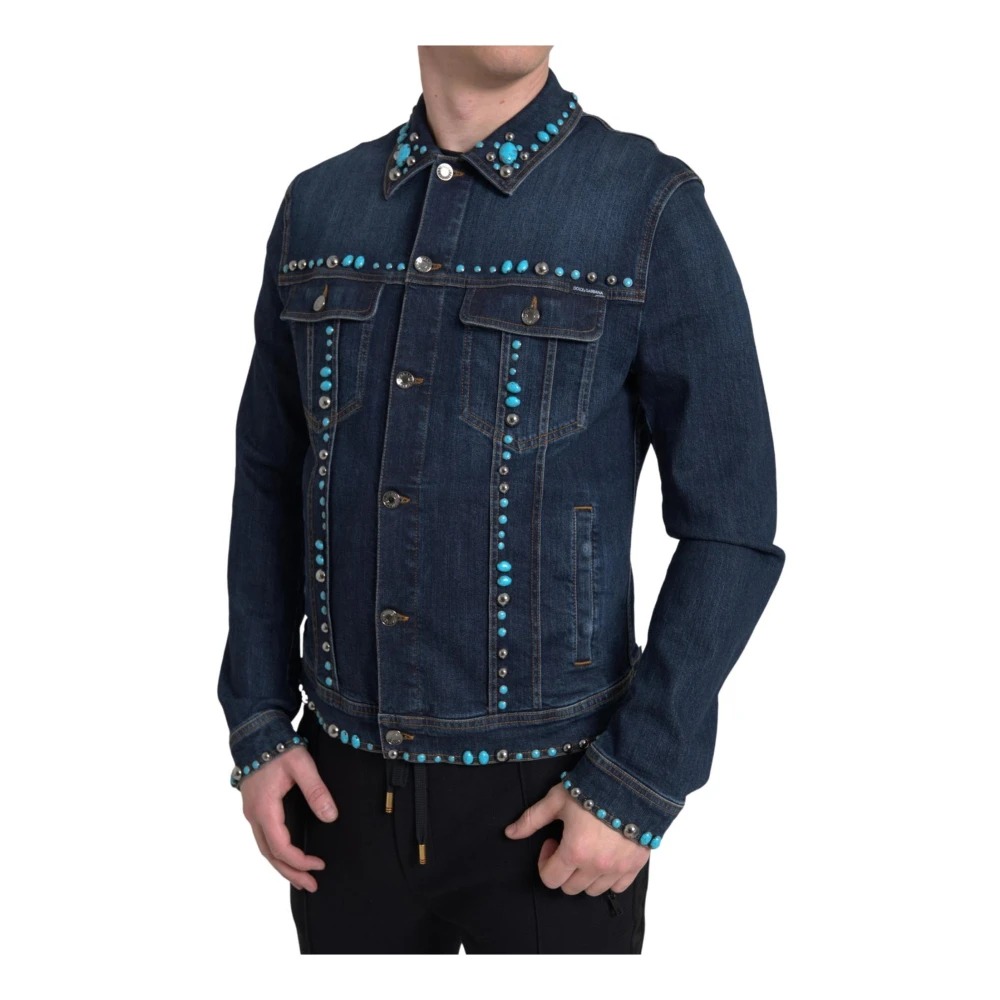 Dolce & Gabbana Men's Turquoise Stone Denim Jacket
