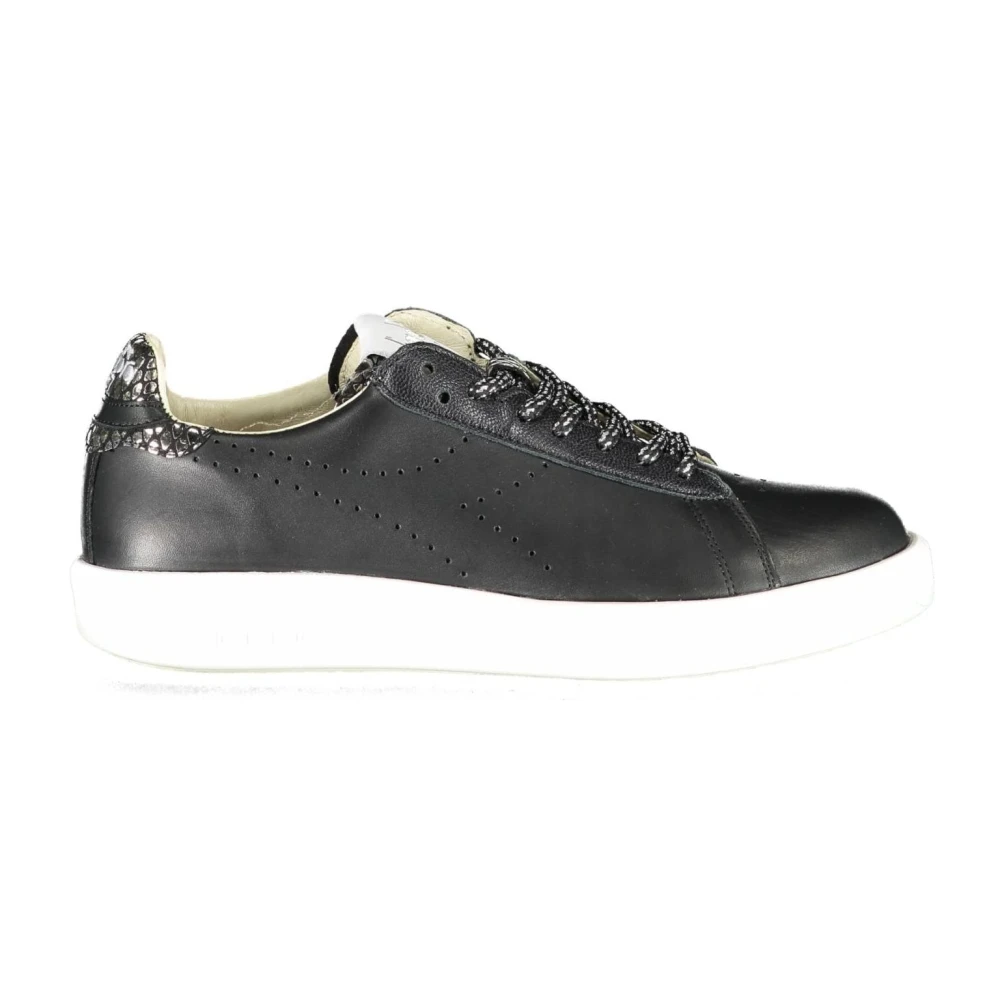 Diadora Women's Black Sneakers, 3 Uk, Sporty Lace-Up Trainers Contrast Details