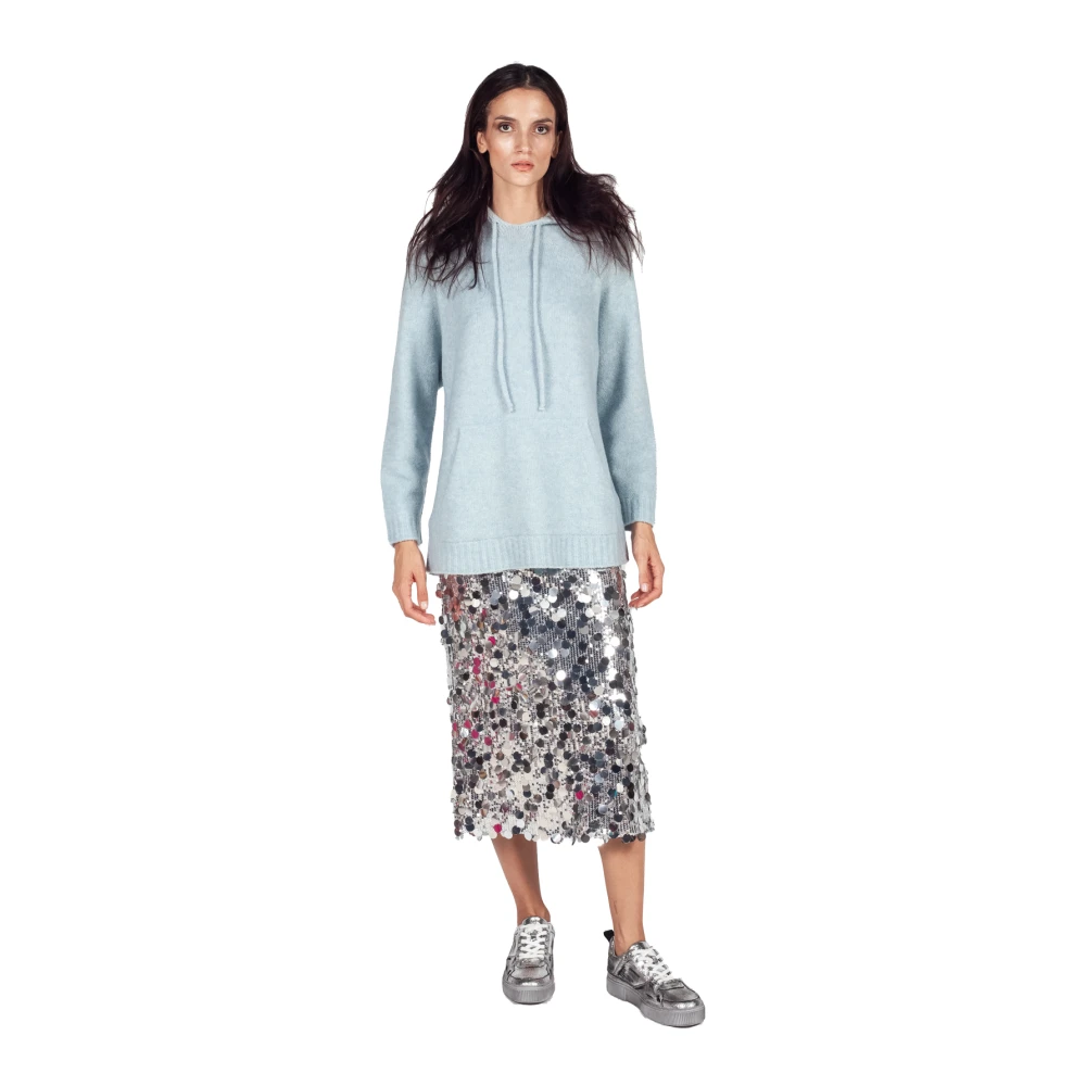 Semicouture Paillet Midi Rok in Zilver Gray Dames