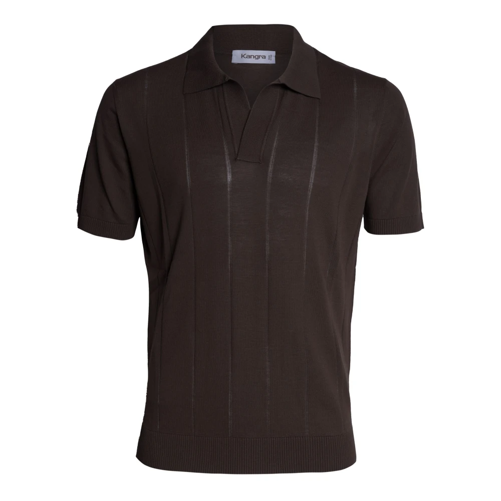 Kangra Brown Polo Without Buttons - Male - Polo Shirts - Xl - Tops
