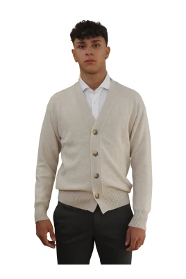 Herr V-ringad Ull Cardigan