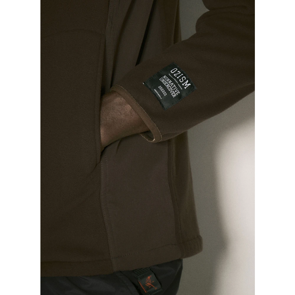 Undercover Contrastpaneel Fleece Blouson Jas Brown Heren