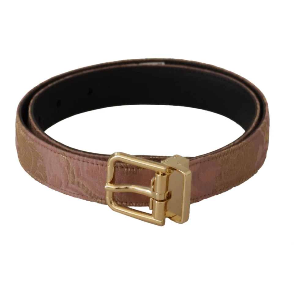 Dolce & Gabbana Rose Gold Leather Logo Engraved Metal Buckle Belt - 75 cm / 29,5 Inches - Image 2