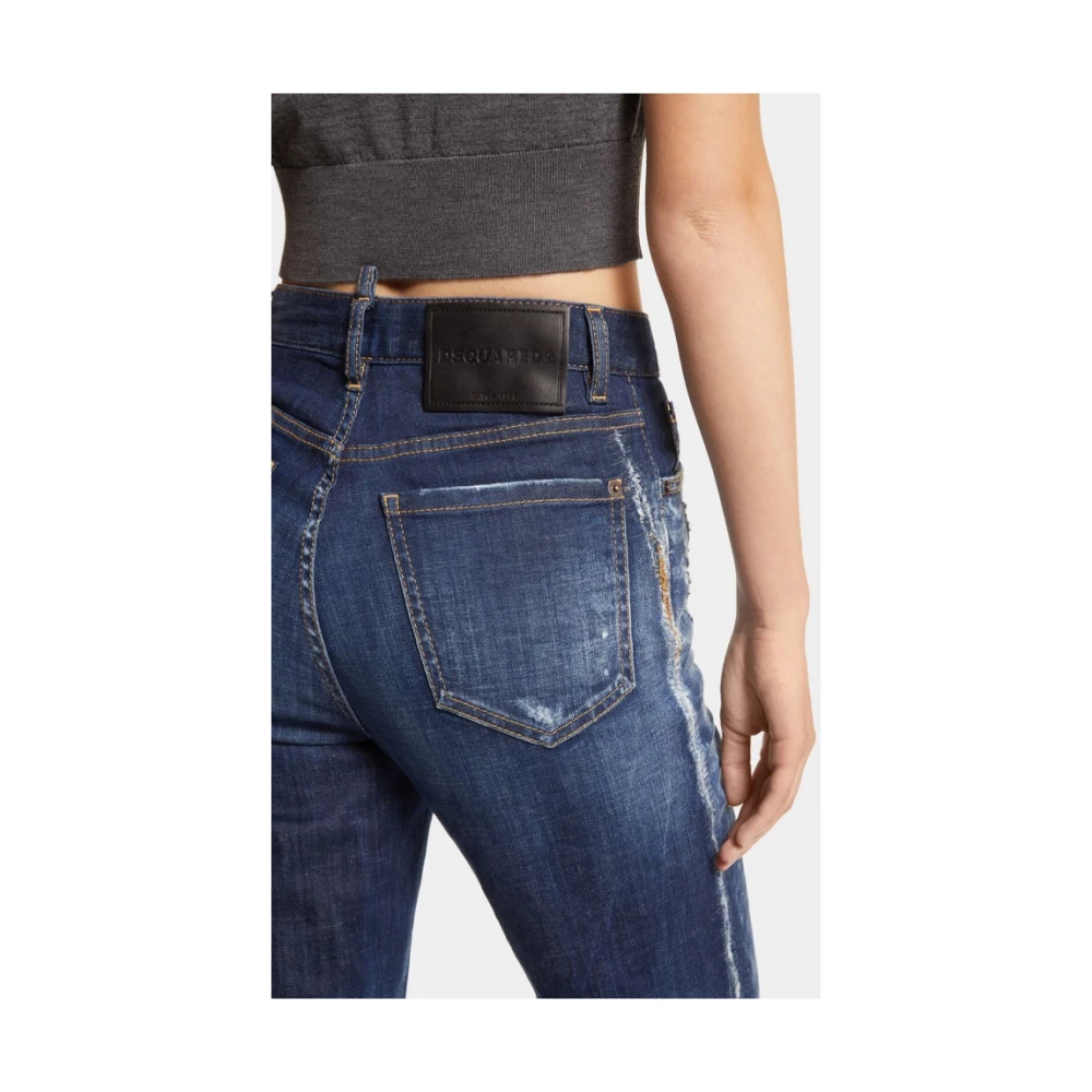 Dsquared2 Versleten Boston Broek Blue Dames