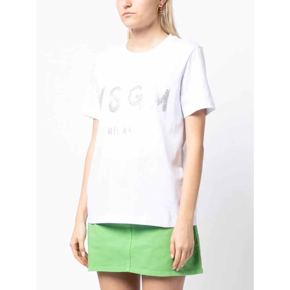 Msgm Casual Katoenen T-Shirt White Dames