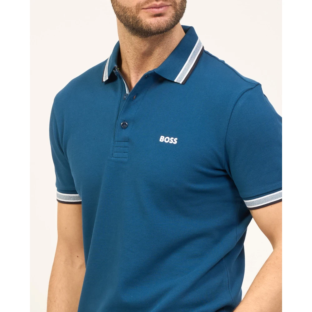 Hugo Boss Blauwe Regular Fit Polo met Contrastdetails en Logo Blue Heren