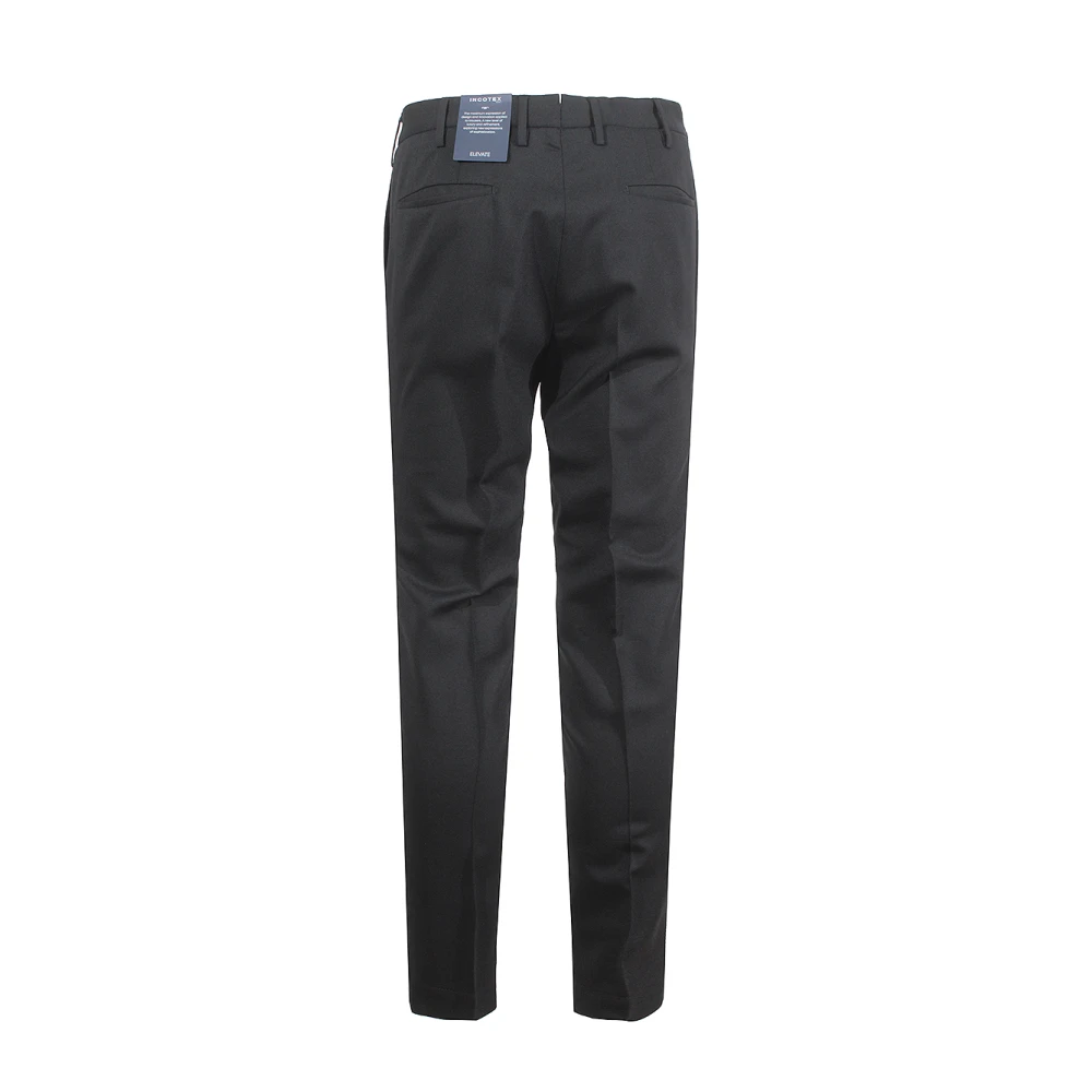 Incotex Zwarte Wollen Broek Black Heren