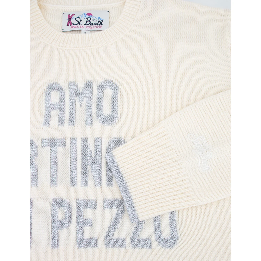 MC2 Saint Barth Zachte Crew-Neck Pullover met Borduurwerk Beige Dames
