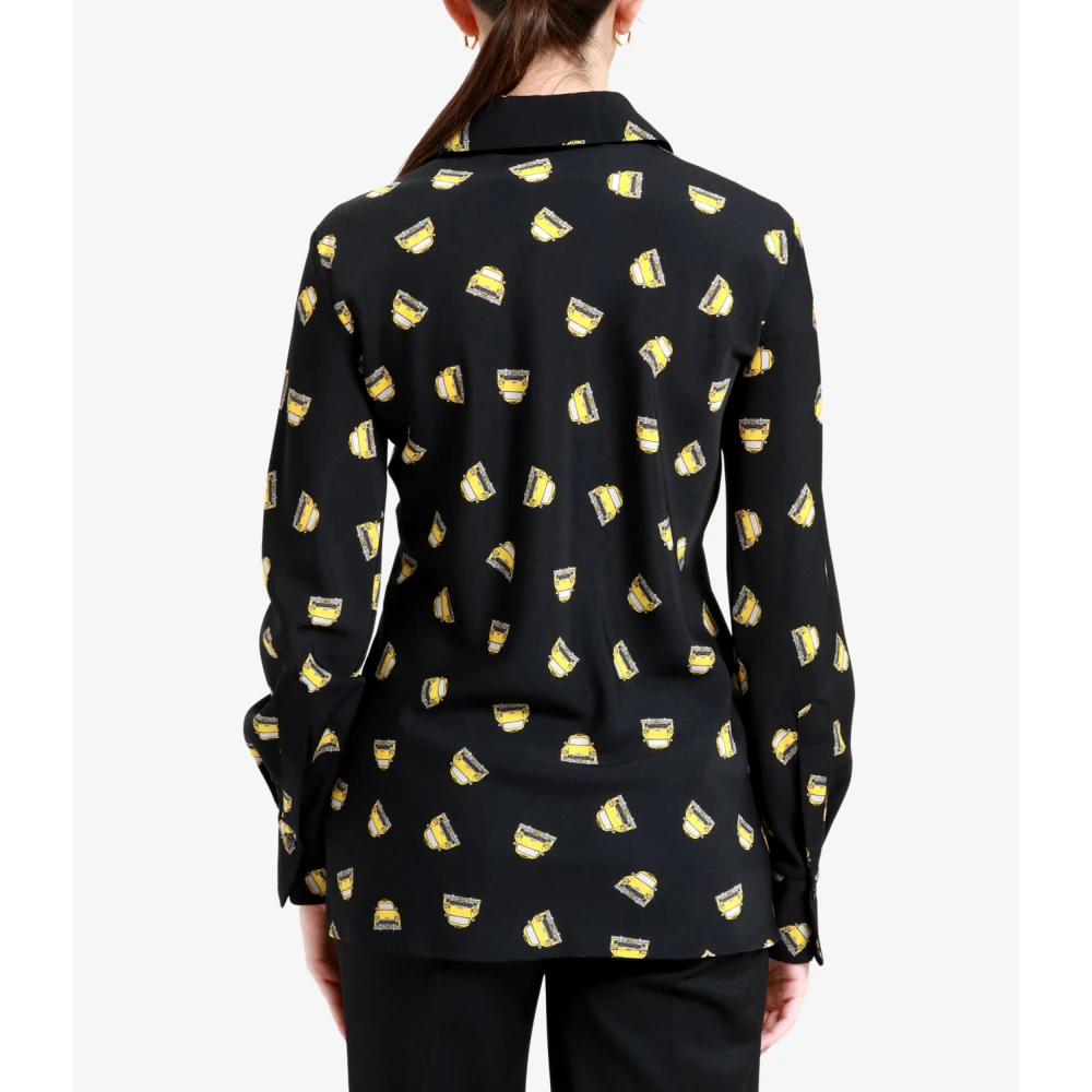 Erika Cavallini Zwarte getailleerde blouse met puntkraag Black Dames