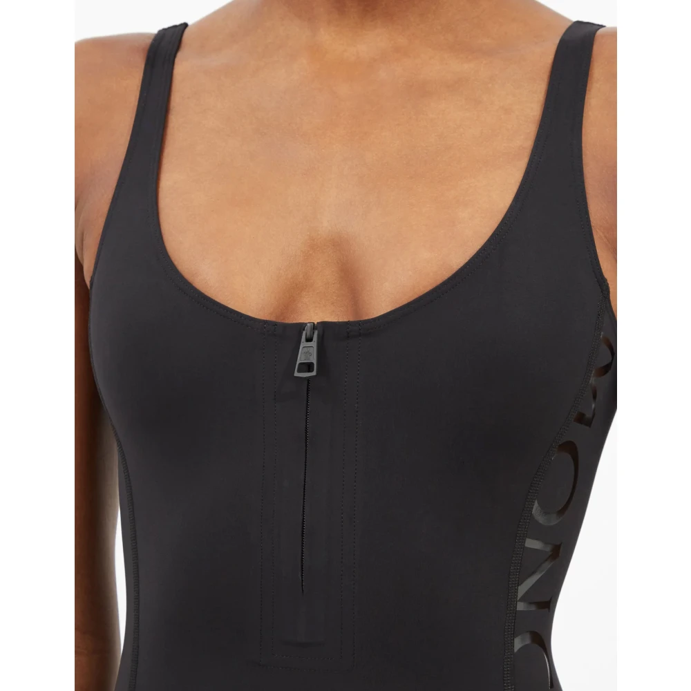 Moncler Logo Print Zip-Neck Badpak Black Dames