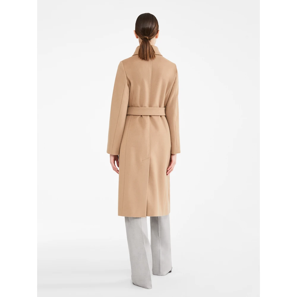 Max Mara Studio Bruine wollen jas met riem Brown Dames