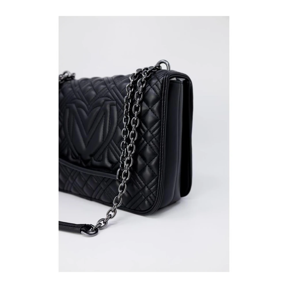 Love Moschino Gestructureerde polyurethaan handtas voor vrouwen Black Dames