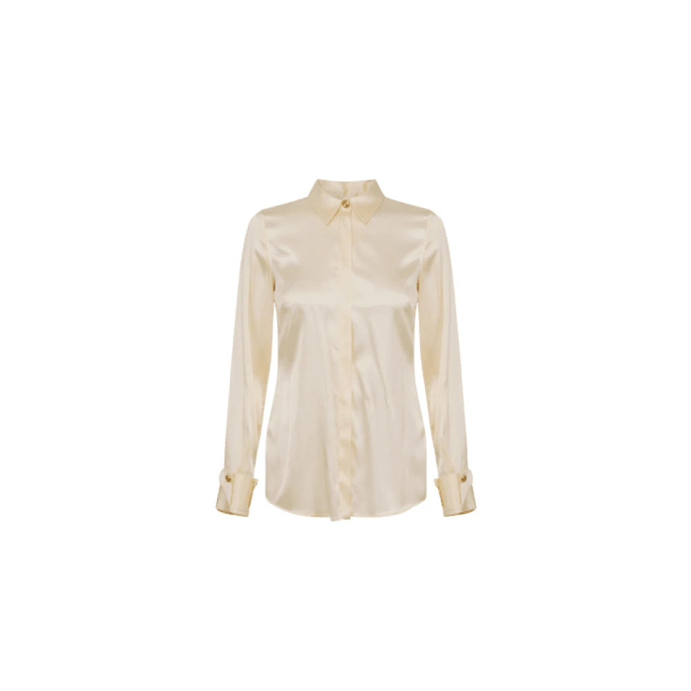 Elisabetta Franchi Zijden limonade shirt met slim fit Beige Dames