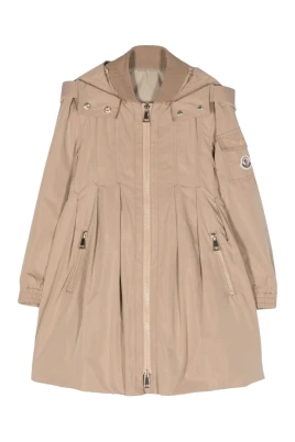 Beige Lång Twill Polyester Jacka