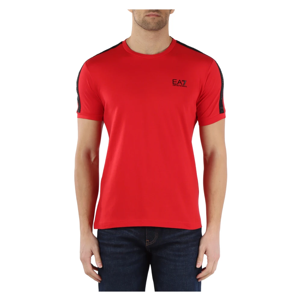 Emporio Armani EA7 Bomull T-shirt med Logo Print Red, Herr