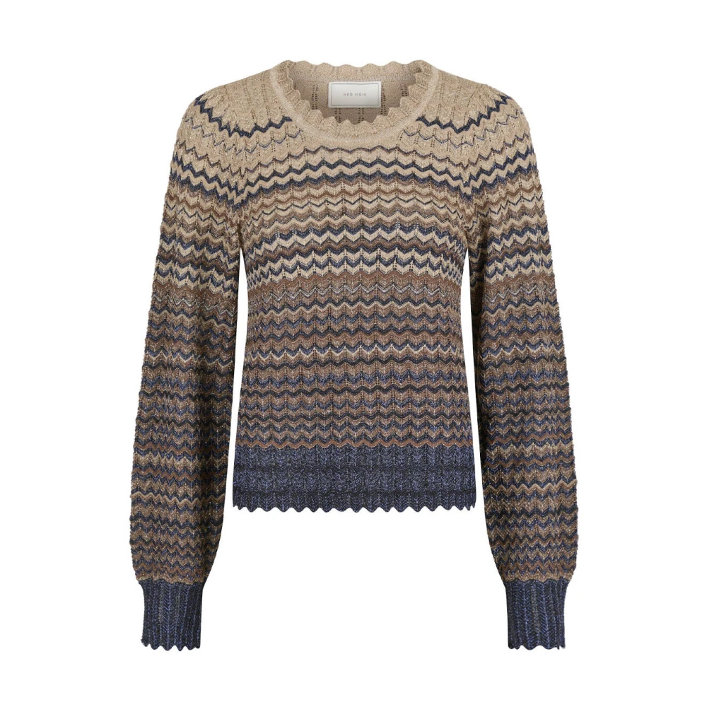 NEO NOIR Chevron Gebreide Pullover Blouse Blue Dames