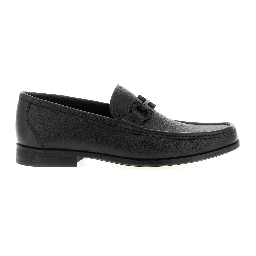Ferragamo Men's Black Loafers, 9 Uk, Grandioso 2 Loafers